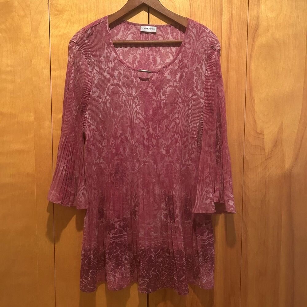 Catherines Purple Accordian‎ Pleat Tunic Blouse-*Read-Fairy-Flowy